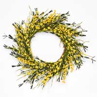 20" Small Flower & Berry Twig Wreath, Yellow